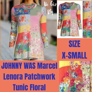 🆕Johnny Was Marcel Lenora Patchwork Tunic Floral Motif Pink & Yellow Size XSMALL